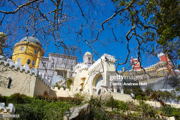 picture of the the pena palace, palácio da pena. lisbon, portugal. - palácio stock pictures, royalty-free photos & images