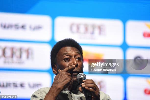 Edson Arantes do Nascimento, known in the World by the nickname of Pele, attends the opening event of the 2018 Carioca Football Championship at...