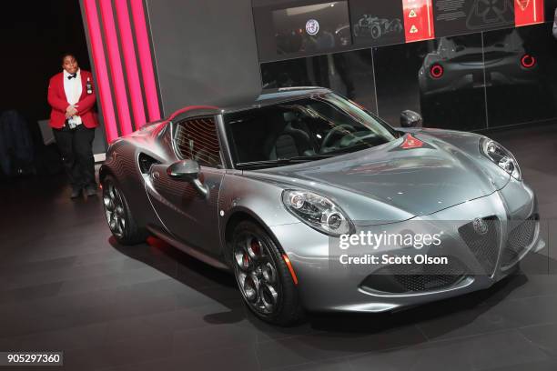 Alfa Romeo shows off their 4C at the North American International Auto Show on January 15, 2018 in Detroit, Michigan. The show is open to the public...