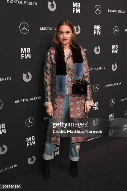 Nina Suess attends the Dawid Tomaszewski show during the MBFW Berlin January 2018 at ewerk on January 15, 2018 in Berlin, Germany.