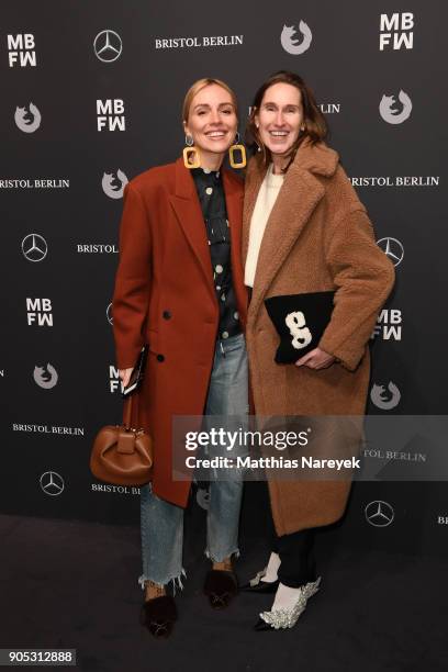 Viktoria Rader and Annette Weber attend the Dawid Tomaszewski show during the MBFW Berlin January 2018 at ewerk on January 15, 2018 in Berlin,...