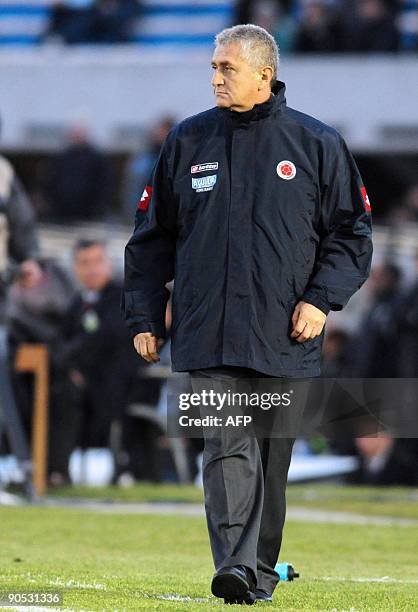 Colombian football team coach Eduardo Lara during the Uruguay vs Colombia FIFA World Cup South Africa-2010 football qualifierat Centenario stadium in...