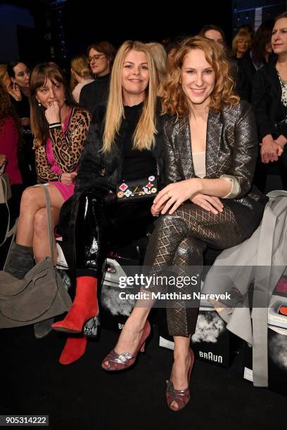 Actress Ann-Sophie Briest and Actress Chiara Schoras attends the Dawid Tomaszewski show during the MBFW Berlin January 2018 at ewerk on January 15,...