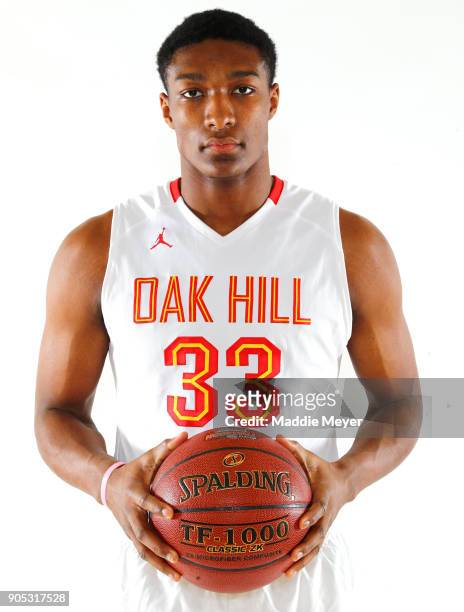 David McCormack of Oak Hill Academy poses for a portrait during the 2018 Spalding HoopHall Classic at Blake Arena at Springfield College on January...