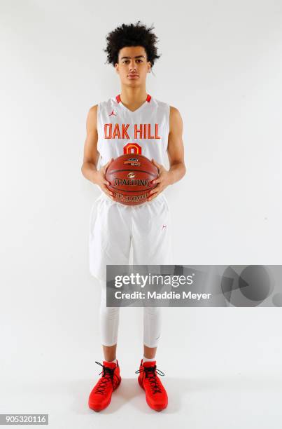 Will Richardson of Oak Hill Academy poses for a portrait during the 2018 Spalding HoopHall Classic at Blake Arena at Springfield College on January...