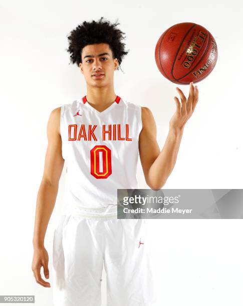 Will Richardson of Oak Hill Academy poses for a portrait during the 2018 Spalding HoopHall Classic at Blake Arena at Springfield College on January...