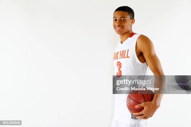 Keldon Johnson of Oak Hill Academy poses for a portrait during the 2018 Spalding HoopHall Classic at Blake Arena at Springfield College on January...