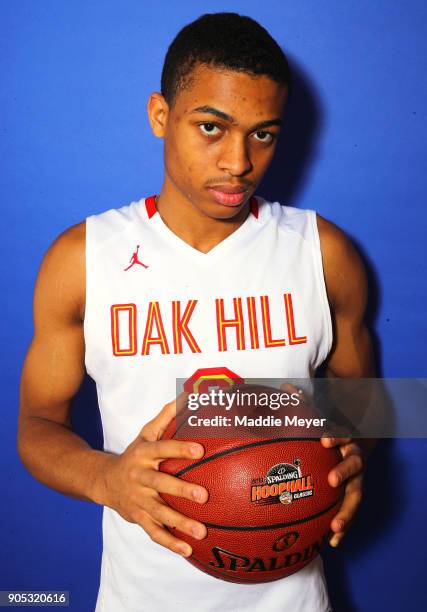 Keldon Johnson of Oak Hill Academy poses for a portrait during the 2018 Spalding HoopHall Classic at Blake Arena at Springfield College on January...