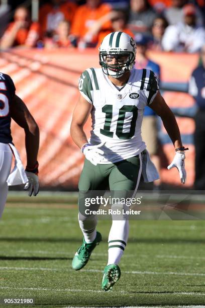 Jermaine Kearse of the New York Jets in action during the game against the Denver Broncos at Sports Authority Field At Mile High on December 10, 2017...