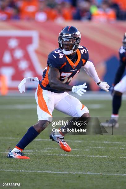 Will Parks of the Denver Broncos in action during the game against the New York Jets at Sports Authority Field At Mile High on December 10, 2017 in...