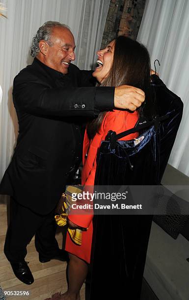 Sir Philip Green and Elizabeth Saltzman attend the launch party of YLB for Wallis, at the Sanderson Hotel on September 9, 2009 in London, England.