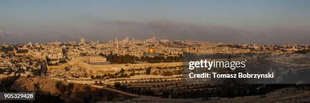 view of jerusalem from the mount of olives - monotheism stock pictures, royalty-free photos & images