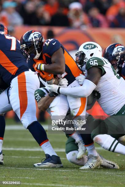 Anderson of the Denver Broncos in action during the game against the New York Jets at Sports Authority Field At Mile High on December 10, 2017 in...