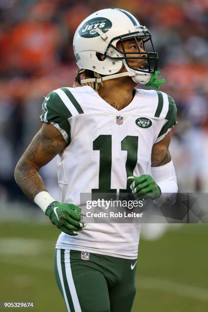 Robby Anderson of the New York Jets in action during the game against the Denver Broncos at Sports Authority Field At Mile High on December 10, 2017...