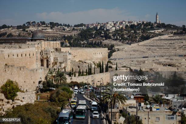 ophel hill and mount of olives in jerusalem - herod the great stock pictures, royalty-free photos & images