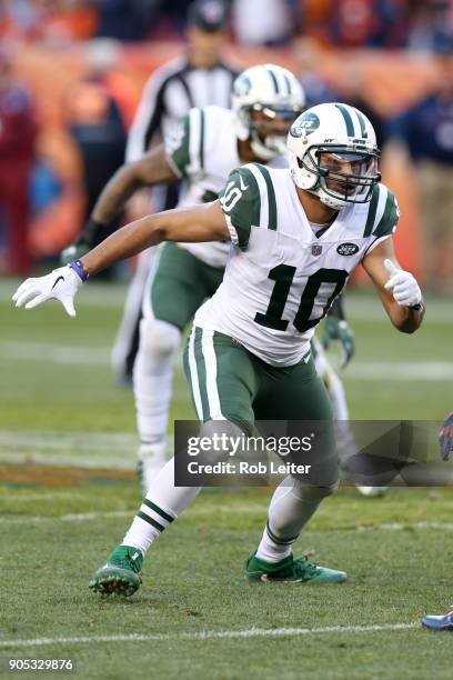 Jermaine Kearse of the New York Jets in action during the game against the Denver Broncos at Sports Authority Field At Mile High on December 10, 2017...