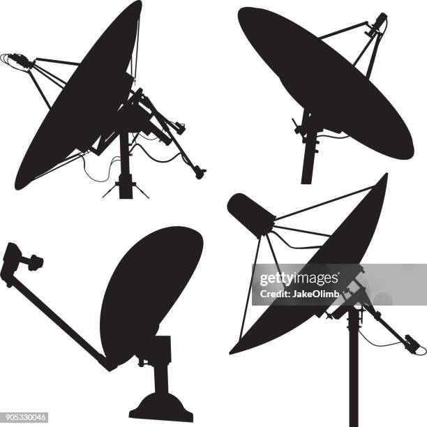 satellite dish silhouettes - transmission tower stock illustrations