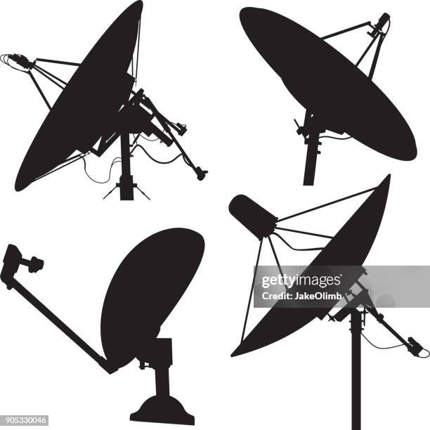 satellite dish silhouettes - satellite stock illustrations