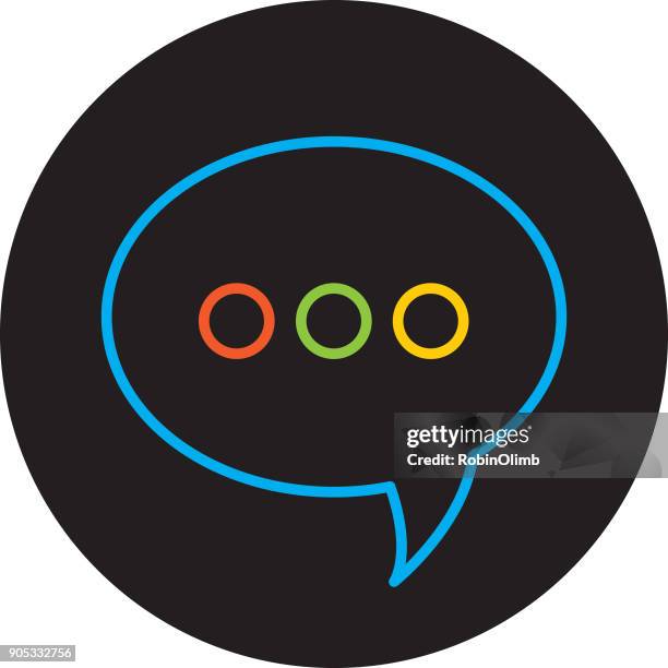 blue red green yellow speech bubble icon - neon speech bubble stock illustrations