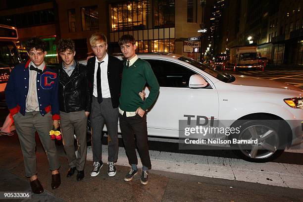 Jacob Graham, Adam Kessler, Jonathon Pierce and Connor Hanwick of the band "The Drums" arrive in the Audi Q7 TDI clean diesel to Paper Magazine's...