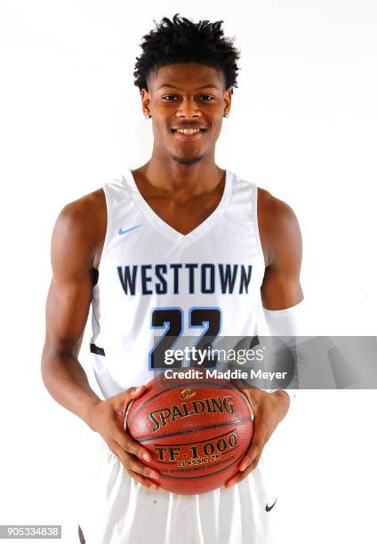 Cam Reddish of Westtown School poses for a portrait during the 2018 Spalding HoopHall Classic at Blake Arena at Springfield College on January 15,...