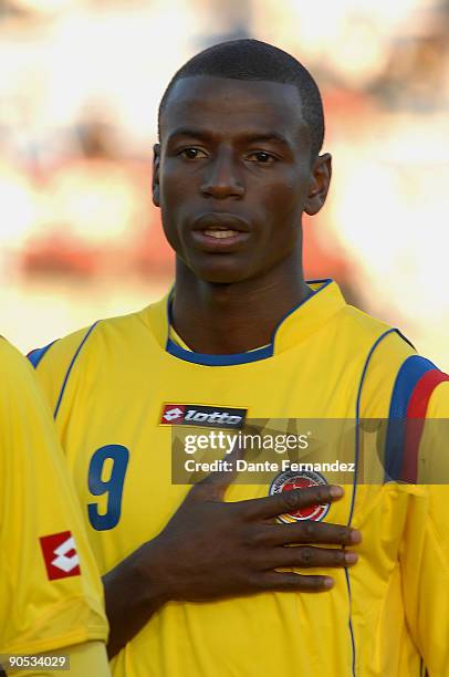Colombia's Adrian Ramos during their 2010 FIFA World Cup qualifier match at the Centenario Stadium on September 9, 2009 in Montevideo, Uruguay.