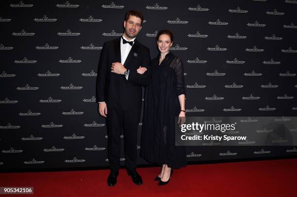 Rebecca Ferguson and Geoffroy Lefebvre attend Jaeger-LeCoultre Polaris Gala Evening at the SIHH 2018 at Pavillon Sicli on January 15, 2018 in Les...