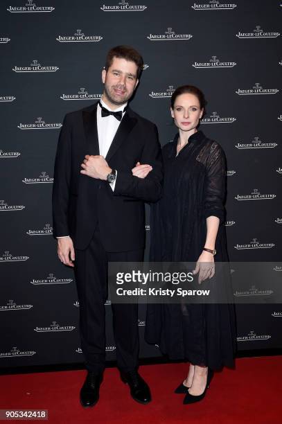 Rebecca Ferguson and Geoffroy Lefebvre attend Jaeger-LeCoultre Polaris Gala Evening at the SIHH 2018 at Pavillon Sicli on January 15, 2018 in Les...