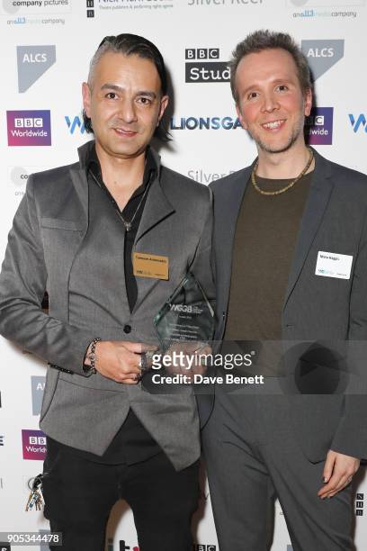 Tameem Antoniades and Mata Haggis attend The Writers' Guild Awards 2018 held at Royal College Of Physicians on January 15, 2018 in London, England.