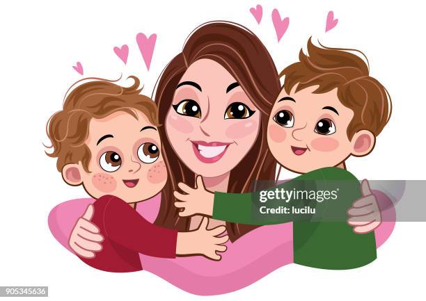 mother of two - arab kids stock illustrations