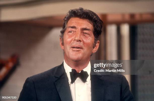 American singer, actor and comedian Dean Martin sings during the taping of 'The Dean Martin Variety Show' circa 1967 in Los Angeles, California.