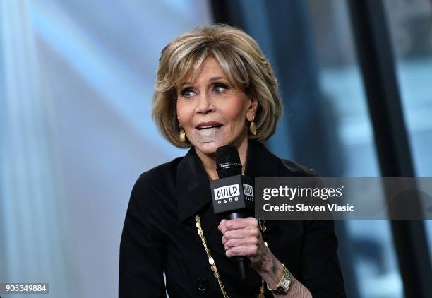 Actress Jane Fonda visits Build Series to discuss Season 4 of Netflix's "Grace and Frankie" at Build Studio on January 15, 2018 in New York City.