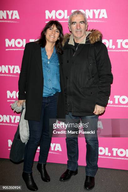 Estelle Denis and husband Raymond Domenech attend the 'I, Tonya' premiere at Cinema UGC Normandie on January 15, 2018 in Paris, France.