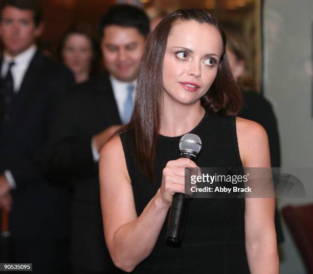 Actress Christina Ricci, national spokesman for Rape, Abuse and Incest National Network, speaks at a fund-raising reception on September 9, 2009 in...