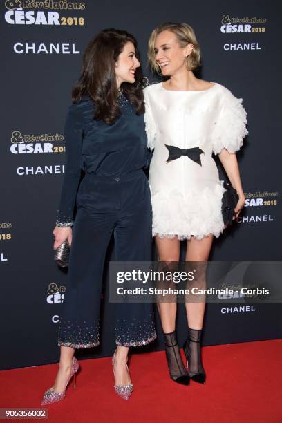 Esther Garrel and Diane Kruger attend the 'Cesar - Revelations 2018' Party at Le Petit Palais on January 15, 2018 in Paris, France.
