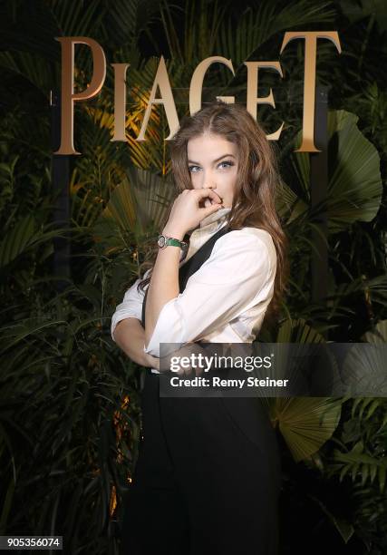 Barbara Palvin attends the #Piaget dinner at the Country Club during the #SIHH2018 on January 15, 2018 in Geneva, Switzerland.
