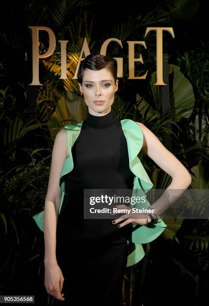 Coco Rocha attends the #Piaget dinner at the Country Club during the #SIHH2018 on January 15, 2018 in Geneva, Switzerland.