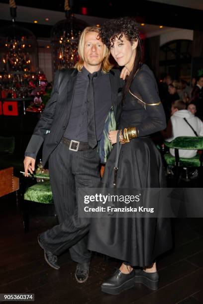 Alexander Scheer and Esther Perbandt during the Bunte New Faces Night at Grace Hotel Zoo on January 15, 2018 in Berlin, Germany.