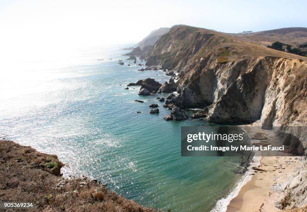 majestic view of point reyes headlands along the pacific ocean - marin county photos et images de collection