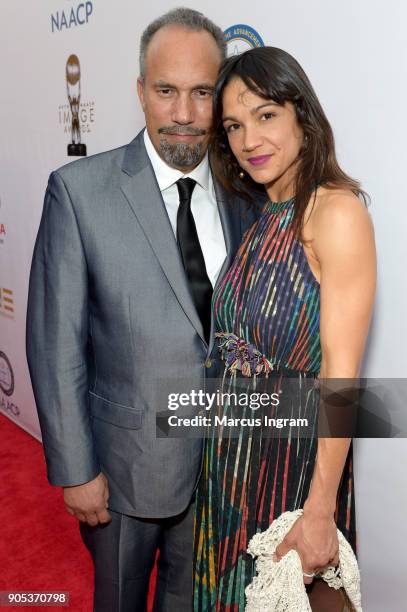 Roger Guenveur Smith and LeTania Kirkland attend the 49th NAACP Image Awards at Pasadena Civic Auditorium on January 15, 2018 in Pasadena, California.