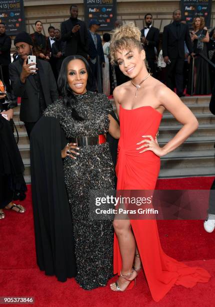 June Ambrose and Jasmine Sanders attend the 49th NAACP Image Awards at Pasadena Civic Auditorium on January 15, 2018 in Pasadena, California.