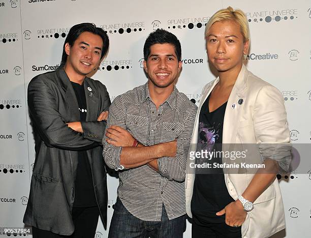 Co-founder of 9Planet UNIVERSE Tomoyuki Iwanami, actor Walter Perez and founder of 9Planet UNIVERSE Alex Sum attend the 9Planet Universe Launch held...