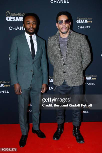 Revelation for 'Nos Patriotes', Marc Zinga and his sponsor JoeyStarr aka Didier Morville attend the 'Cesar - Revelations 2018' Party at Le Petit...