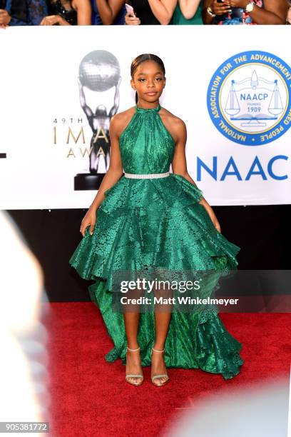 Marsai Martin attends the 49th NAACP Image Awards at Pasadena Civic Auditorium on January 15, 2018 in Pasadena, California.