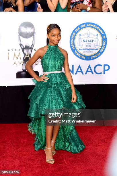 Marsai Martin attends the 49th NAACP Image Awards at Pasadena Civic Auditorium on January 15, 2018 in Pasadena, California.