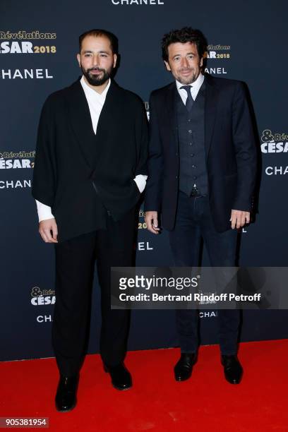 Revelation for 'M', Redouanne Harjane and his sponsor Patrick Bruel attend the 'Cesar - Revelations 2018' Party at Le Petit Palais on January 15,...