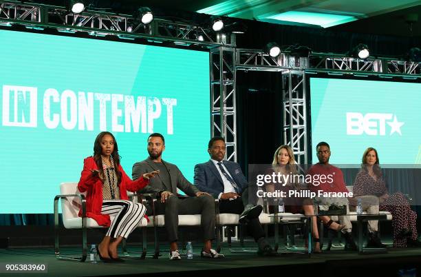 Actors Erica Ash, Christian Keyes, Richard Lawson, Megan Hutchings, and Ronnie Rowe Jr., and creator/showrunner Terri Kopp of 'In Contempt' speak...