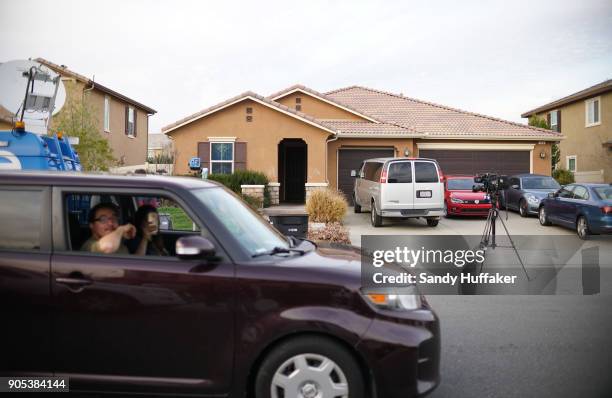 Home where a couple was arrested after police discovered that 13 people had been held captive in filthy conditions with some shackled to beds with...