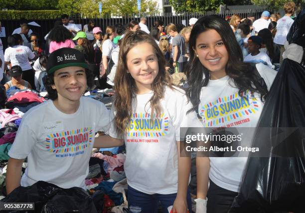 Hunter Payton, Ava Bianchi and Amber Romero participate in the 6th Annual Martin Luther King Jr. Day Clothing Collection And Community Breakfast held...