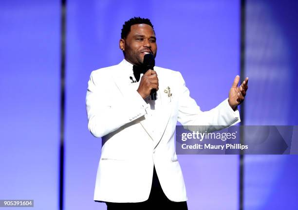 Host Anthony Anderson speaks onstage during the 49th NAACP Image Awards at Pasadena Civic Auditorium on January 15, 2018 in Pasadena, California.